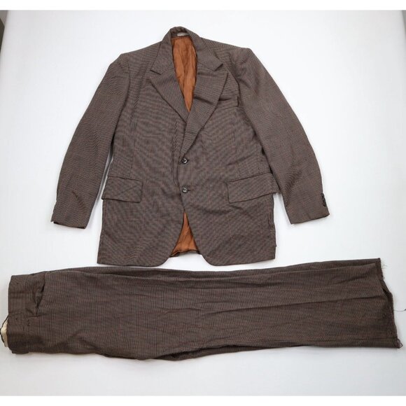 Vintage 70s Streetwear Mens 40L Thrashed 2 Piece Heavy Wool Blend Wedding Suit